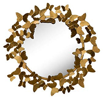 KunstLoft Wandspiegel 'Gilded Butterflies' 63x63x4cm Metallspiegel Design