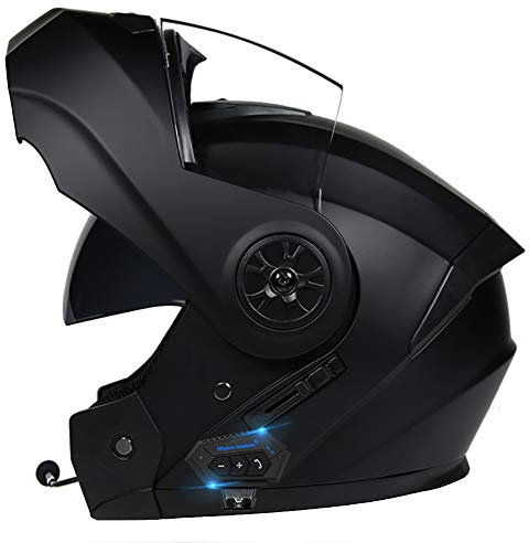 Casco de Moto Modular con Doble Anti Niebla Visera, Bluetooth Integrado Cascos de Motocicleta ECE Homologado a Prueba de Viento para Adultos Hombres Mujeres 55-62CM