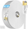 Cable Ethernet 15 Metros, Cat 7 Cable de Red Exterior FTP Blindado Cable Rj45 Plano Lan Cable Network 15m Cable Wifi Gigabit Blanco 10000Mbps 600MHz Alta Velocidad Cable Internet para Enrutador Módem