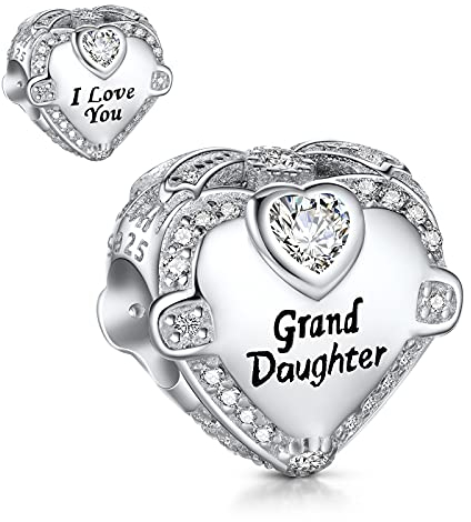 NINGAN 925 Silber Herz Charms für Familie Große Tochter Perlen Familie Charm Perlen ein GeburtstagsgeschenkGeeignet für Damenarmbänder und -ketten