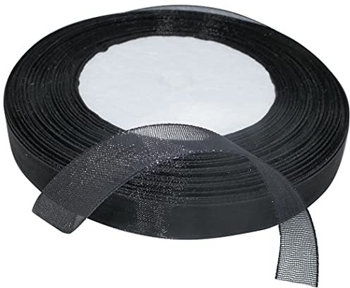AERZETIX - C50835 - Organzaband glänzender dekorativer organza - 10mm x 45 meter - schwarz - kreative projekte nähkunst geschenkverpackung zur geburtstagsfeier