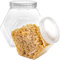 SOUJOY 2 Pack Plastic Candy Jar with Lid, 1 Gallon/128oz Cookie Containers for Kitchen Counter, Clear Hexagon Candy Display for Snacks, Dog Treats, Craft and Sewing Supplies, Coffee Pod, Laundry Pod