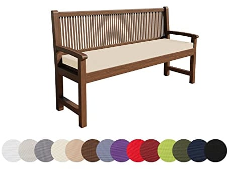 chilly pilley Bankkissen Wasserabweisend Bankauflage Bankpolster Reißverschluss mit Schlaufen Bankpolster Sitzkissen Kissen für Gartenbank Gartenbankauflage (180x50x5, Creme)