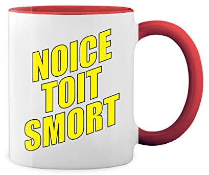 Noice Toit Smort Brooklyn 99 Nice tight smart Weiße Tasse Mug mit roten Felgen und Griff