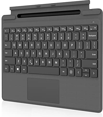 RENAISSER Tastiera Pelican K8 per Surface Pro 9/8/X, porta di ricarica nascosta, slot per penna per penne, Layout della tastiera US QWERTY, Adesivi lettere tastiera Italiano