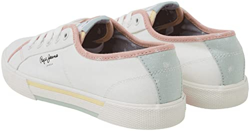 Pepe Jeans Damen Brady BANDAN W Sustainable Sneaker, White, 35 EU