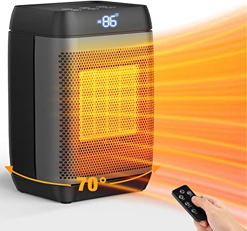Heizlüfter Energiesparend, BNGXR 1500W Keramik Heizlüfter Leise mit fernbedienung 3 Modi Elektro-Heizung PTC heizlüfter Elektrischer heizer mit Timer 70° Oszillation Überhitzungsschutz Kippschutz