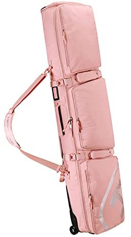Tragbare Roller-Snowboard-Tasche, Einzel-/Doppelboard-gepolsterte Reise-Skitasche, längenverstellbare Sporttasche, für Flugreisen und Autofahrten,Pink,155cm