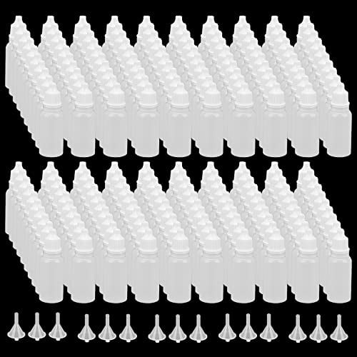 JAPCHET 200 PCS 15ml Plastic Dropper Bottles, Empty Eye Dropper Bottle with Cap and funnel, White Squeezable Bottle for Eye Drops, Essential Oils