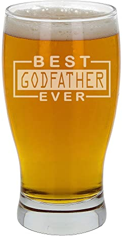Vaso de pinta de cerveza grabado con el mejor padrino del mundo, regalo de bautizo para padrino, regalo para padrino, vaso de sidra grabado para el mejor padrino