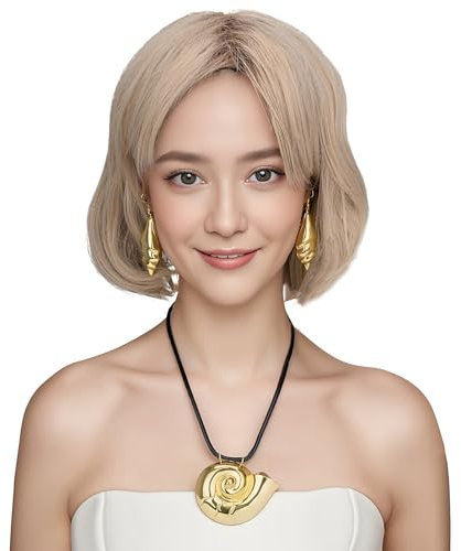 FVCENT Conch Necklace Earrings Set Octopus Sea Witch Pendant Necklace Choker for Women Chain Leather Cosplay Costume. (Gold)