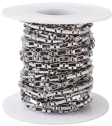 Pandahall 5 m Edelstahl-Kette Rolo Box Gliederkette Bulk für DIY Armband Halskette Schmuck Handwerk 3 mm