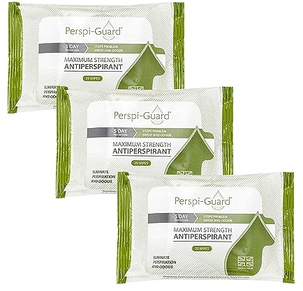 Perspi-Guard Maximum Strength Lot de 25 lingettes anti-transpirantes pour homme et femme Protection efficace contre la transpiration excessive et les odeurs