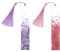 TIESOME 2pcs Glitzerpulver Lesezeichen, getrocknete Blumen Harz bookmark, handgefertigt transparenter Seitenmarker mit bunter Quaste für Erwachsene Frauen Teenager Kinder Geschenk (lila+rosa)