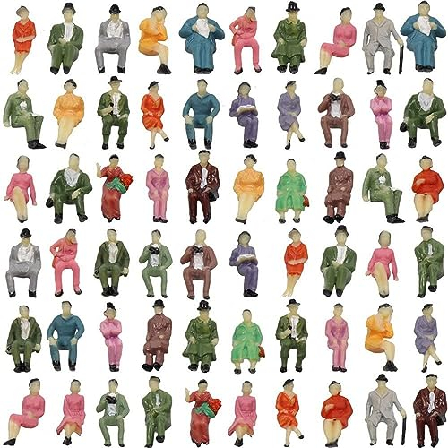 BBTISG 50 Pcs Alle Sitzenden 1:87 Bemalte Figuren Passagier HO Maßstab Person Modell Zug Straße Menschen Desktop Dekoration Menschen Figuren