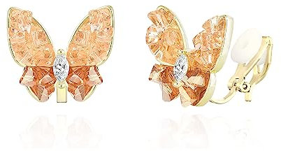 QUKE Champagner Schmetterling Form Shell Clip auf Ohrringe Gold Ton Nicht Pierced Ohr für Frauen Mädchen