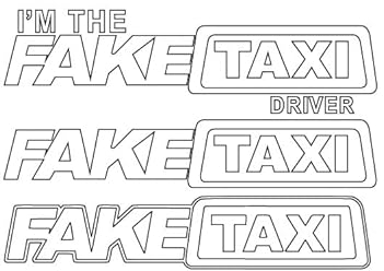 3 verschiedene Modelle von Fake Taxi-Aufklebern für Auto, JDM Tuning OEM Stickerbomb Vinyl gestanzt mit 5 Farben zur Auswahl (weiß)