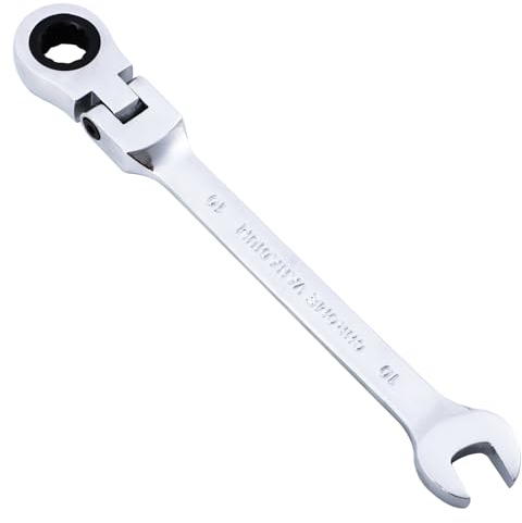 Gedlex Cle Plate a Cliquet 10 mm, Cliquet Réglable à 180° et Clé Plate à 15°, Clés à Cliquet en Acier Chrome Vanadium, Résistante à l'abrasion, au Glissement et à la Saleté