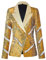 CARFFIV Damen Mode Zweireihige Bankett Party Urlaub Pailletten Langarm Jacken,White+Gold01,XL
