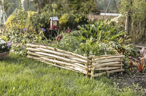 Bordure de parterre en noisetier 50 x 20 cm - Clôture en bois de pelouse - Bordure de parterre