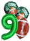 XL American Football Set + Zahlenballon 9 Grün Rugby Ball Sport 9 Party Motto Folienballons Deko Dekoration Super Bowl, 9 Geburtstag GOAT Ballon Feier 9 Birthday deco neu (Set + Zahl 9)