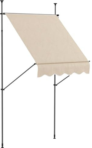 Outsunny Store banne autoportant Manuel auvent rétractable 1,5L x 1,2l x 2,1-3H m Inclinaison réglable pour Balcon sans Trous à percer métal alu Polyester Sable