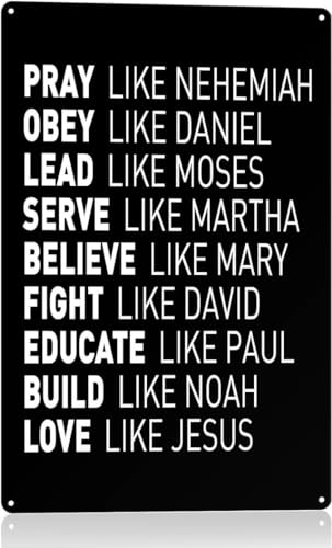 Geroclonup Spirituelle Super Role Models – Bibelvers Metall-Wandkunst – Pray Like Nehemia Obey Like Daniel – inspirierendes christliches Metallschild für Zuhause, Büro, Bibelvers Schild, 20 x 30 cm