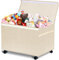 VERONLY Aufbewahrungsbox mit 360° Räder Kinder, Spielzeugkiste mit Deckel Kuscheltier Spielzeug Aufbewahrung 83L Faltbar Toy Box Aufbewahrungsbox mit Griffen Groß für Kinderzimmer Schlafzimmer(Beige)