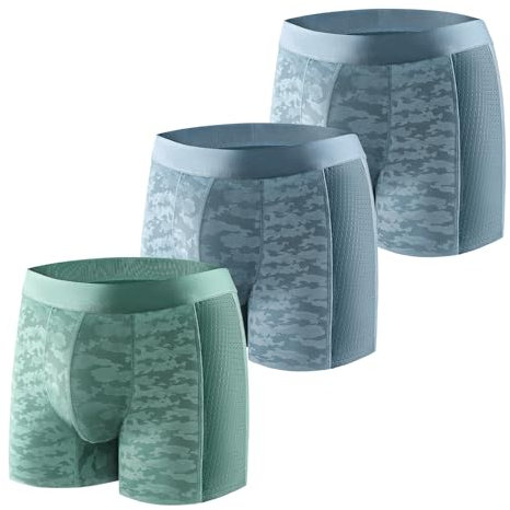 Carer 3er-Packung Kühler Atmungsaktiver Inkontinenz Pants für Männer - Modische Herren-Boxershorts Mit 80 ml Absorbierendem Pad für Blasenlecks - Hellblau Hellgrün Größe XXL