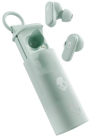 Skullcandy Dime Evo Wireless Earbuds, Bluetooth Headphones, Noise Isolating Fit, Up to 36 Hours Battery, Microphone for iPhone Android, Easy Carry with Clip-Anywhere Case - Preppy Sage