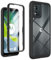 GOKEN Coque pour Motorola Moto E13, Étui avec Protection 360 Degrés, Film Protecteur Intégré, Housse Armor Bumper Antichoc, en Silicone Cadre et Dos Transparent en PC Dur -Noir