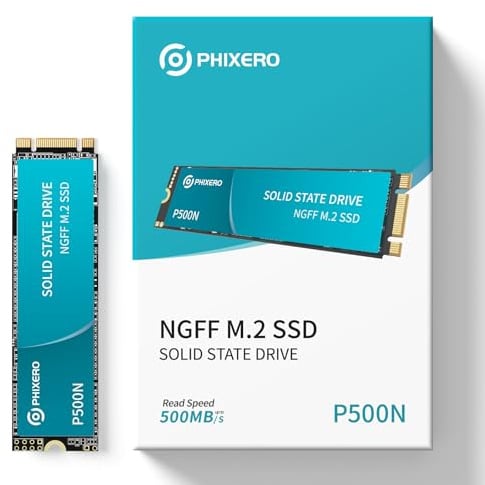 PHIXERO M.2 SATA SSD 2280 2TB, NGFF SATA III, disco rigido interno SSD fino a 500MB/s, soluzione di archiviazione compatta per computer portatile, desktop
