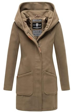 MARIKOO Damen Mantel Trenchcoat Wintermantel Übergangs Jacke Parka Lang B819 [B819-Maik-Stone-Brown-Gr.5XL]