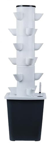 YZRDCXM Hydroponics Tower Garden - System of Hydroponic Cultivation of 15 Hydroponic Cultivation Tower, with 10L Water Tank, Water Level Display, for Herbs, Fruits and Vegetables,Adapter, Net Pots