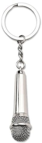 Guqqeuc Microphone Keychain Music Lover Gifts for Women Men Singer Gifts Keychain for Friend Musician Gifts Mini Microphone Keyring Bag Charm Pendant for Backpack Handbag Purse, Silver, S