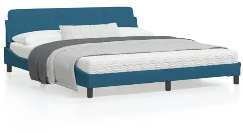 Buzaza Bettgestell mit Kopfteil Bed Frame Kopfteil Bett Betten Bettrahmen Bettgestell Blau 180x200 cm Samt