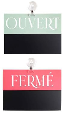 Panneau ardoise Ouvert - Fermé en PVC format A5 avec fixation ventouse