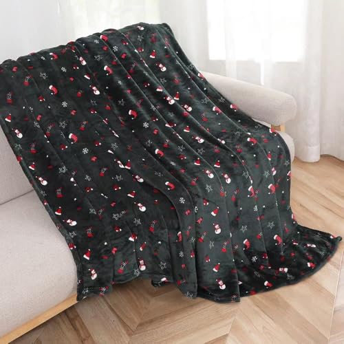 Kuscheldecke Weihnachtsdecke Weihnachtssymbole 160x200 cm Christmas Winterdecke flauschig warme Tagesdecke Wohnzimmer Deko Sofadecke Bettdecke
