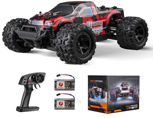 VEVOR Voiture Télécommandée Tout-terrain 4 Roues Motrices Véhicule RC Enfants Échelle 1:18 Roue Arrière 45° Batteries Rechargeables, Voiture de Course Grande Vitesse pour Garçons, Filles 8 Ans et Plus