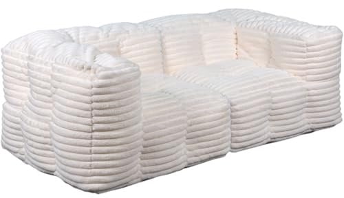 bananair - 3-Sitzer Sofa Modular, Kunstfell Streifen - Weich & Bequem - Schaumstoff- & Faserfüllung - Innovatives Sofa & Sitzsack, 2 Abnehmbare Teile (Weiß)