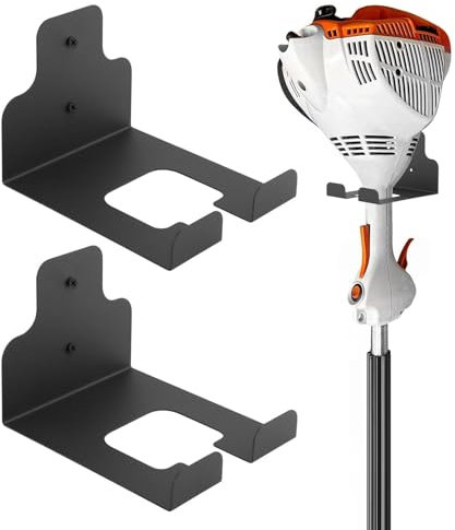 2 pcs Garage Organizer Trimmer Rack with Mount Screws, Wall Mounted Weedeater Hanger Garden Power Tool Hanger for Storage Home Garden Tools Garage Grass Hedge Trimmer(COLOR:Black)