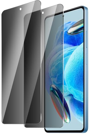 BIESHKJ 2 Stück Sichtschutz Schutzfolie für Xiaomi Redmi Note 12 Pro, Anti-Spy-Hartglas, Gehärtetes Glas Displayschutz, 9H Schutzglas, Anti-Öl, Blasenfrei, Kratzfest