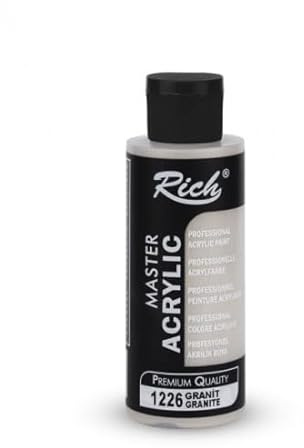 Rich Master Acrylfarbe 120 ml, Hochwertige, Geruchslose, Wasserbasierte Acrylfarbe mit Hoher Deckkraft, Schnell Trocknend und Ideal für Künstler, Hobbyprojekte und Dekorationen, Granit