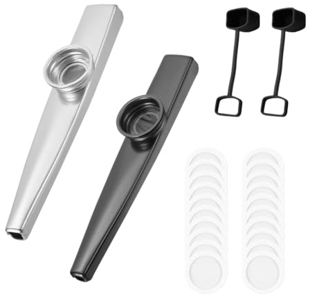BCHKO 2 Stück Metall Kazoos mit 20 Austauschbaren Membran, Nasenflöte, Geeignet für Kinder, Erwachsene und Musikanfänger, Party Favors Geschenke.