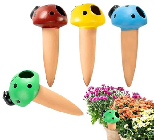 4 x Bewässerungsspieße für Pflanzen – Umweltfreundlicher Bewässerungskegel, 120 ml, poröser Ton-Wasserspender | Schwerkraft-betriebenes Feuchtigkeitsmanagement-Design, Tropf-Lieferkonfiguration