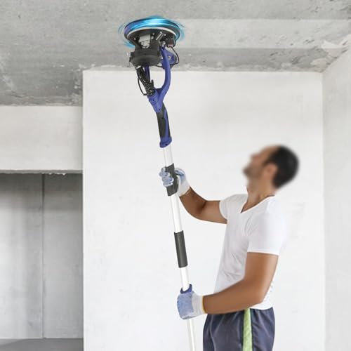 Apriltop 850W Ponceuse Murale pour Cloison Sèche avec 6* Papiers Abrasifs et 2* Brosses à Charbon, Electrique Ponceuse Girafe avec Led, Plage de Vitesse 800-1800RPM, Bleu