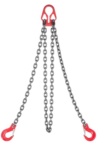 VEVOR Catene di Sollevamento Ganci, Cinghia di Sollevamento a Catena, 8 mm x 3 m con 2 Ganci di Presa, Catena per Gru in Lega di Acciaio G80, Capacità di 3,17 T, per Traino Sicurezza del Carico