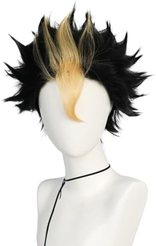 Anime Haikyuu Yu Nishinoya Cosplay Perücke, Gemischte Farbe Kurzes Haar Hitzebeständig Synthetische Perücke Halloween Party Zubehör