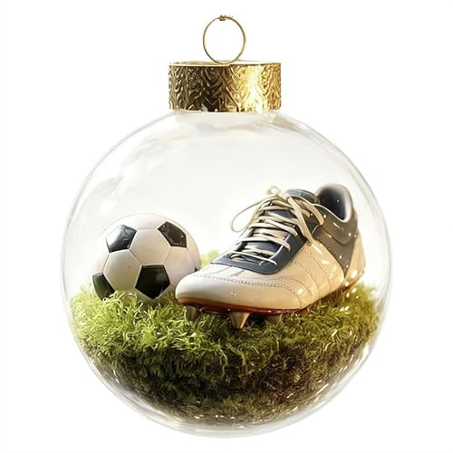Sport-Feiertags-Ornament, 8 cm, lustige, transparente Kunststoff-Weihnachtskugeln, Baseball, Golf, Rugby, Bowling, Tennis, Fußball, Weihnachtskugeln für Weihnachtsbaum, Gedenkgeschenke