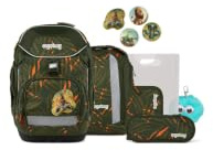 ergobag Schulranzen-Set Pack Set Bundle ExBärdition - Olive | Ergonomischer Schulrucksack flexibel, 7-teiliges Set für die 1. Klasse Grundschule, für Mädchen und Jungen, AW25/26